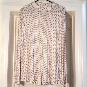 Loft 1X mockneck geometric longsleeve jersey top